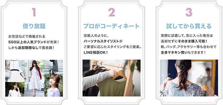返却期限なし!お気に入りのコーデが見つかったら好きなだけレンタルOK!